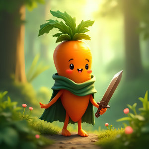 Create a sweet yet slightly mischievous carrot cre...